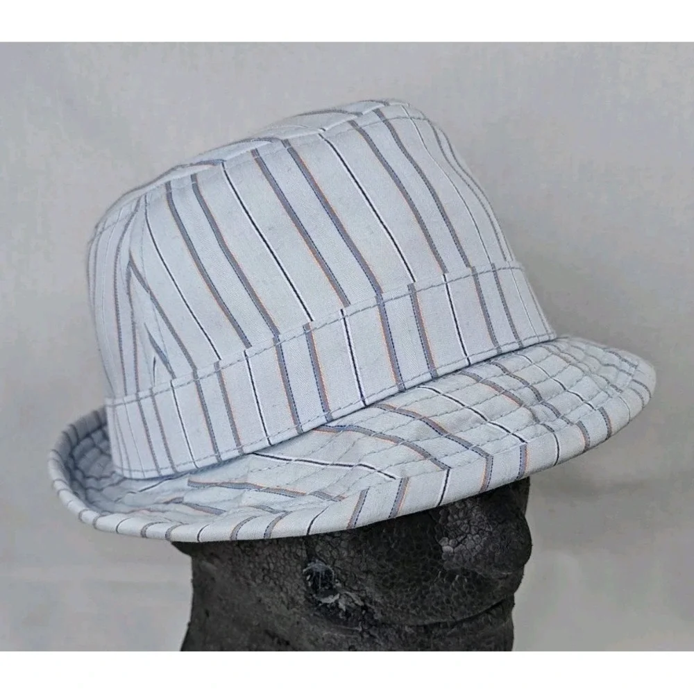 Goorin Bros Pin Striped Blue‎ Cotton Fedora OSFM (large) Men's Hat Cap